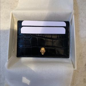 Alexander McQueen Black Croc Skull Card Holder
